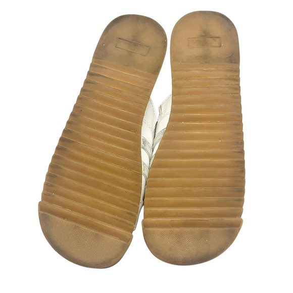 Vtg Y2K Carolina Colours Sz 9 Platform Slides Chunky Sandals White Silver Stripe - Picture 6 of 8